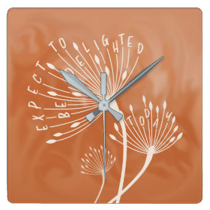 Dandelion "Be Delighted Today" Inspirational Square Wall Clock