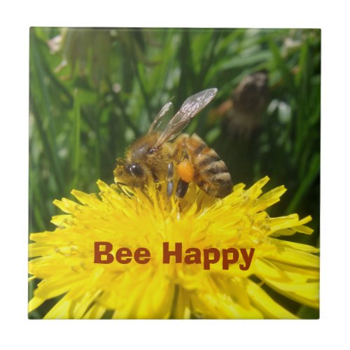 Dandelion Bee Happy Tile