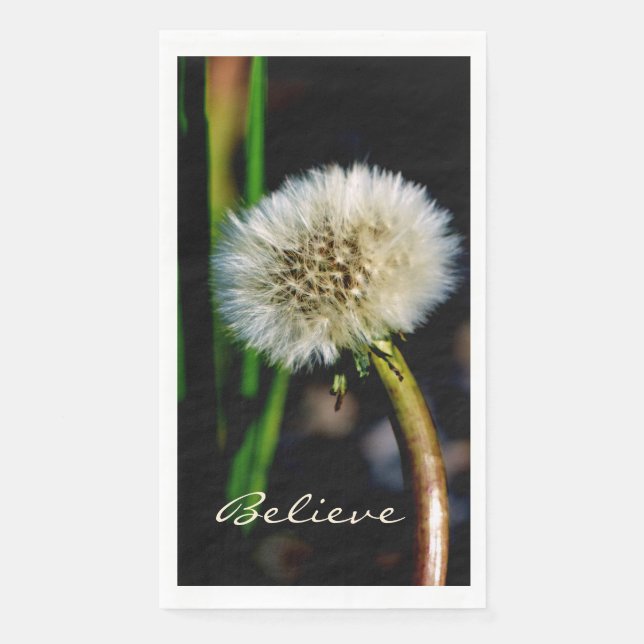 Dandelion Believe Green Seasonal  Paper Guest Towels (Front)