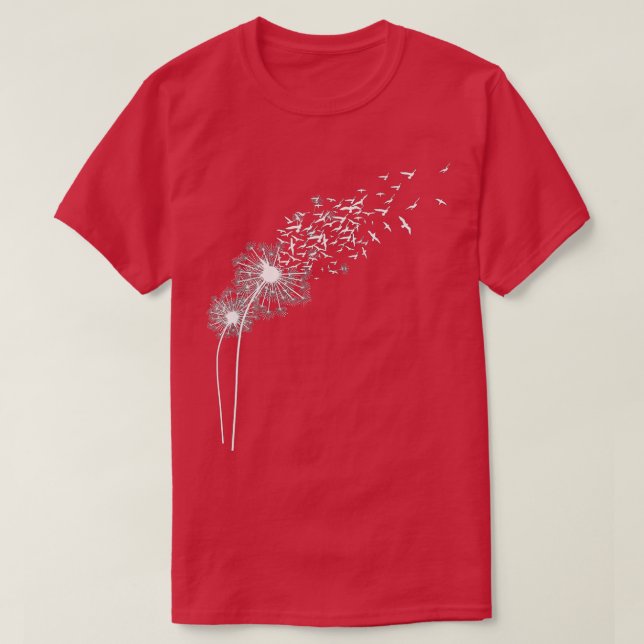 Dandelion Birds Flowers Lover Make A Wish Dandelio T-Shirt (Design Front)
