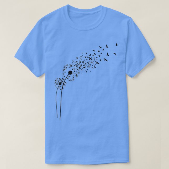 Dandelion Birds Flowers Lover Make A Wish Dandelio T-Shirt (Design Front)