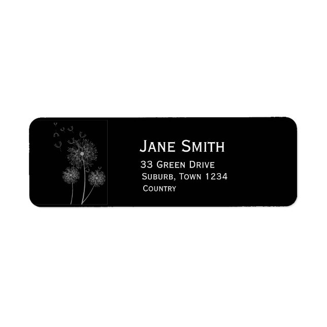 Dandelion black and white stylish label (Front)