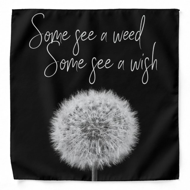 Dandelion black white closeup photo motivational bandana (Front)