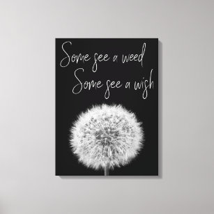 Dandelion black white closeup photo motivational canvas print