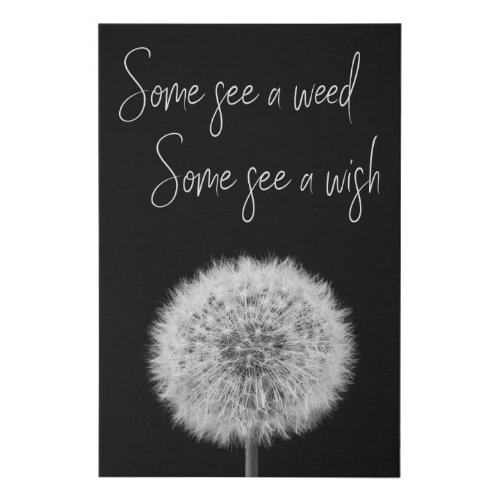 Dandelion black white closeup photo motivational faux canvas print