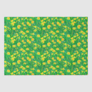 Dandelion Bloom Summer Flowers Floral Green Yellow Tissue Paper