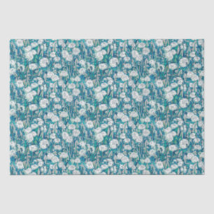 Dandelion Bloom Summer Flowers Floral Pattern Teal Tissue Paper