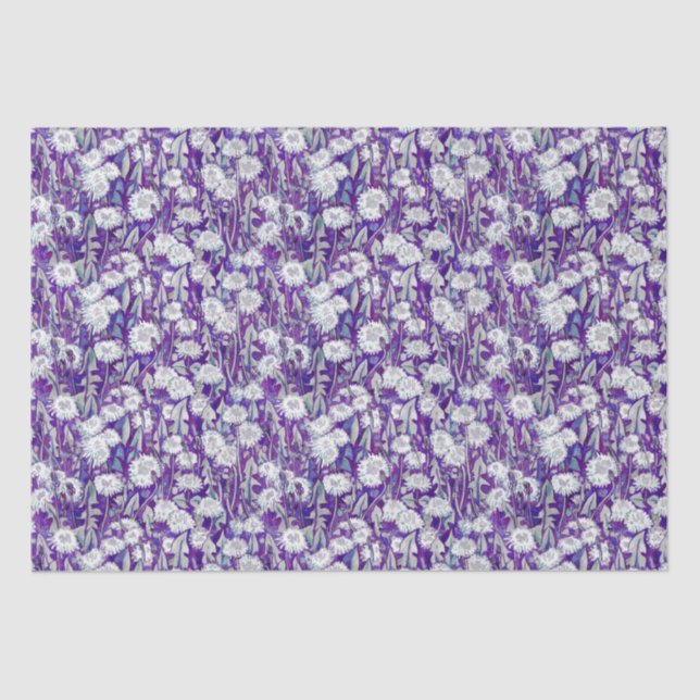Dandelion Bloom Summer Flowers Floral Pattern Teal Tissue Paper (Front)