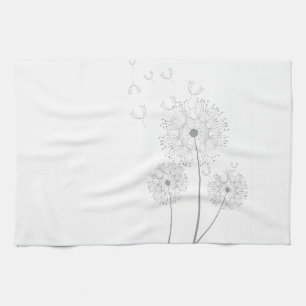 Dandelion Blossoms Vines Romantic Wedding Shower Kitchen Towel
