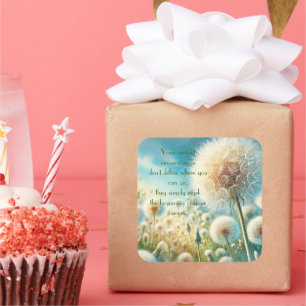 Dandelion Blowball & Quote #2 Square Sticker