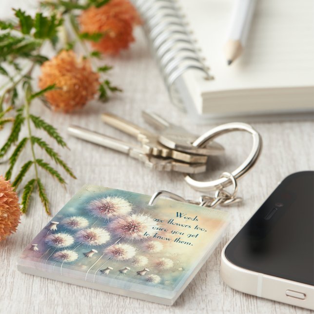 Dandelion Blowball & Quote	 Keychain (Front Right)