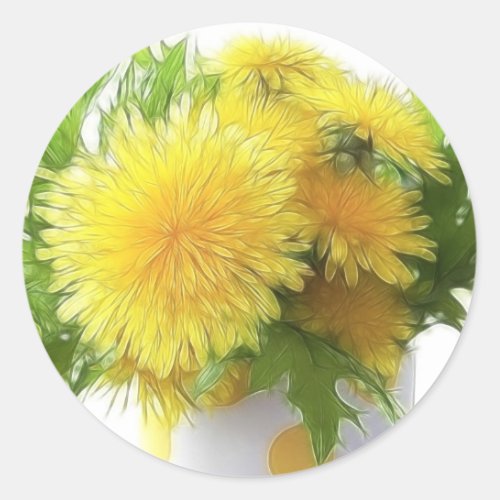 Dandelion Bouquet Classic Round Sticker