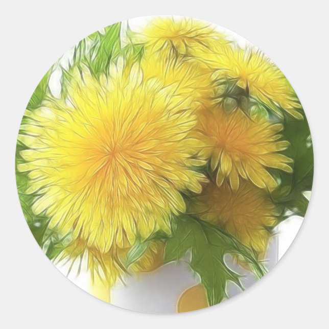 Dandelion Bouquet Classic Round Sticker (Front)