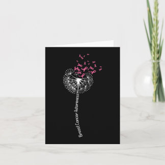 Dandelion Breast Cancer Awareness Warrior Pink Rib Card