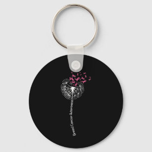 Dandelion Breast Cancer Awareness Warrior Pink Rib Keychain
