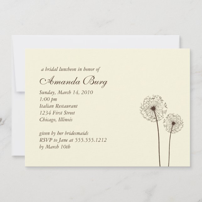 dandelion bridal shower invitation (Front)