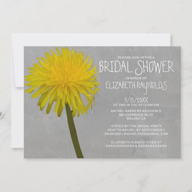 Dandelion Bridal Shower Invitations (Front)