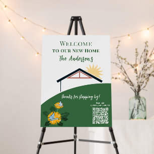 Dandelion Butterflies Welcome to Our New Home QR Foam Board