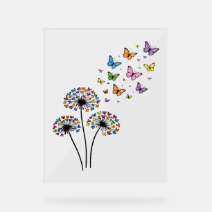 Dandelion butterfly flow acrylic sign