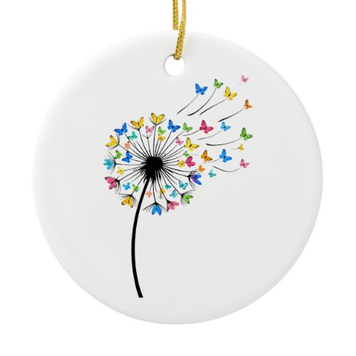 Dandelion butterfly flow ceramic ornament