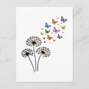 Dandelion butterfly flow postcard