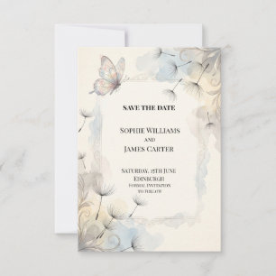 Dandelion Butterfly Watercolor Save the Date Card