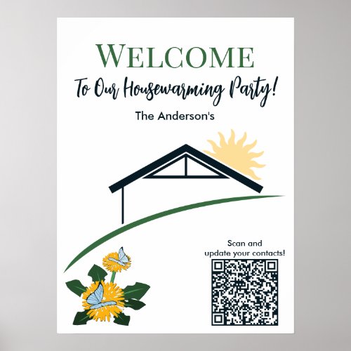 Dandelion Butterfly Welcome to Our New Home Party Poster