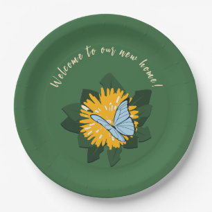 Dandelion Butterfly Yellow Green Housewarming Paper Plates