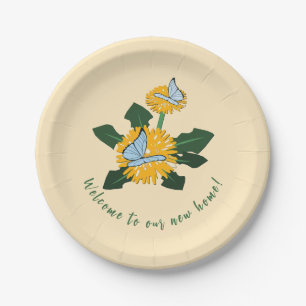 Dandelion Butterfly Yellow Green New Home Party Paper Plates