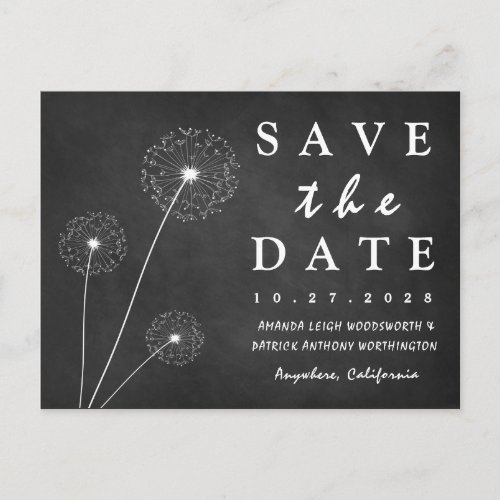 Dandelion Chalkboard Country Save The Date Cards