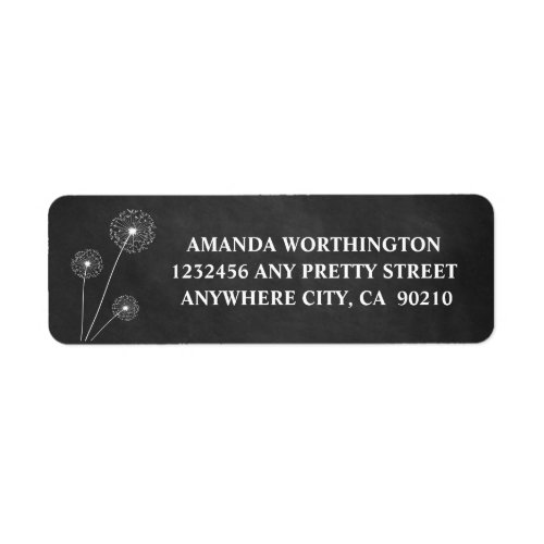 Dandelion Chalkboard Rustic Wedding Address Labels