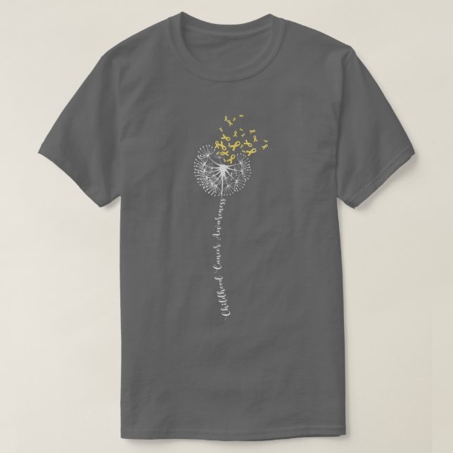 Dandelion Childhood Cancer Awareness Ribbon Mom Da T-Shirt (Design Front)