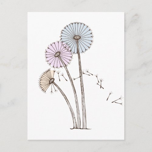 Dandelion Clocks blowing away in the breeze Postcard