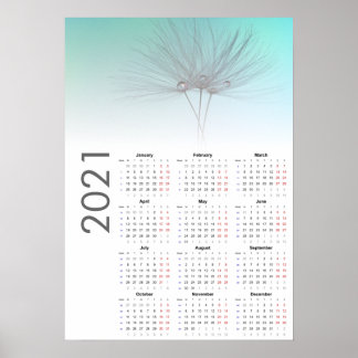 Dandelion clocks Calendar 2021 Poster