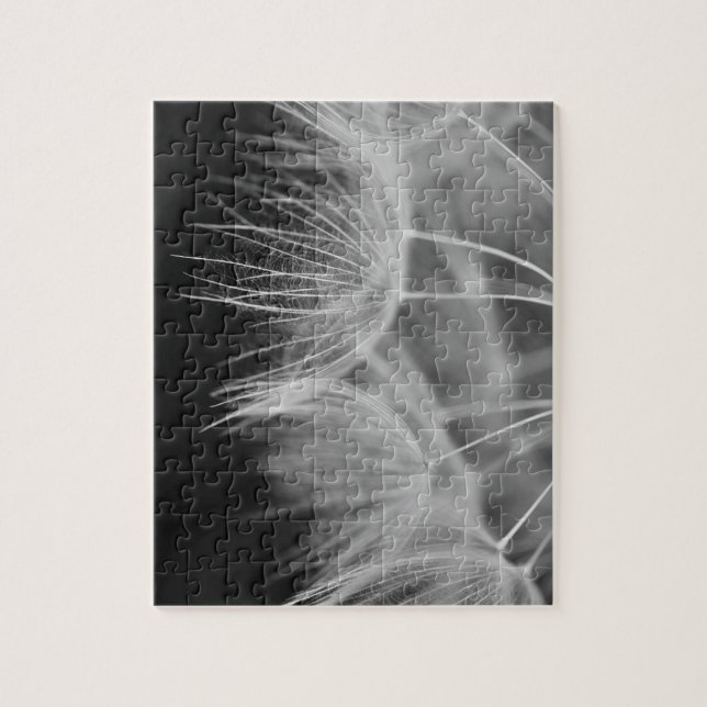 Dandelion Closeup in Black White Jigsaw Puzzle (Vertical)