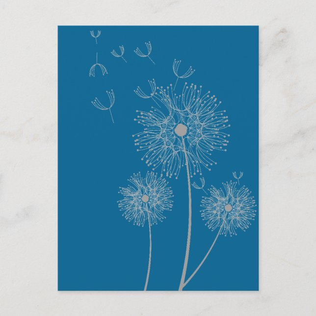 Dandelion color modern floral art postcard (Front)