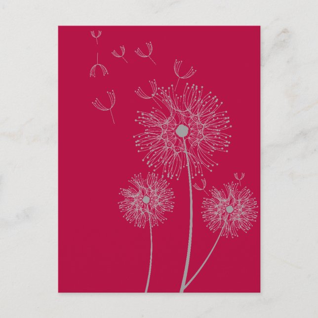 Dandelion color modern floral art postcard (Front)