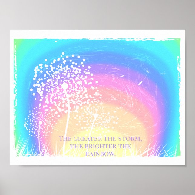 Dandelion Colorful Gradient Rainbow Motivational Poster (Front)