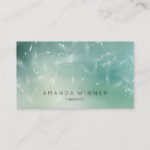Dandelion Confetti Mint Teal Ombre Therapist Business Card