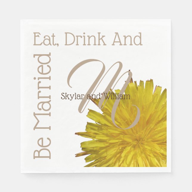 Dandelion Country Wedding Eat Drink Be Married Napkins (Front)