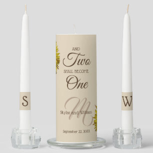 Dandelion Country Wedding Two Shall Become One Unity Candle Set