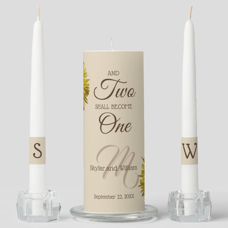 Dandelion Country Wedding Two Shall Become One Unity Candle Set | Zazzle