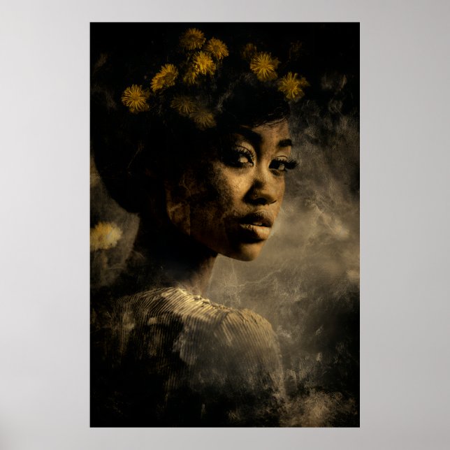 Dandelion Crown Melanin Glow Portrait Poster (Front)