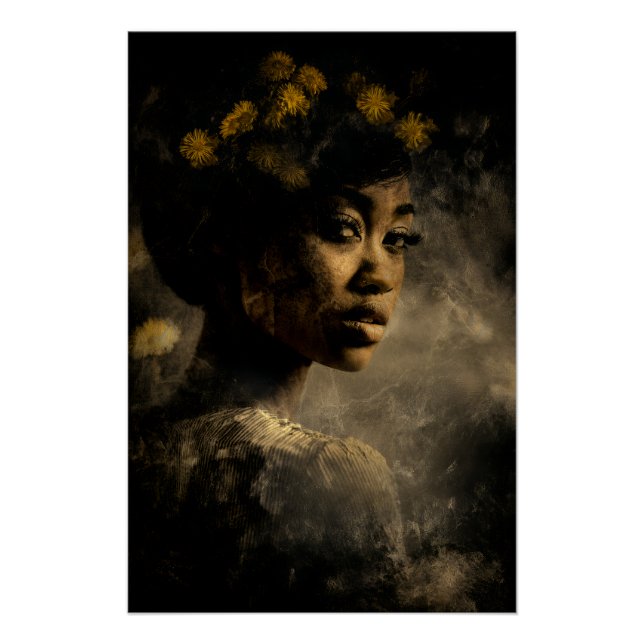 Dandelion Crown Melanin Glow Portrait Poster (Front)