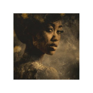 Dandelion Crown Melanin Glow Portrait Wood Wall Art