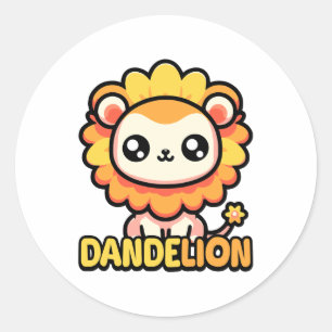 Dandelion! Cute Dandelion Lion Pun Classic Round Sticker