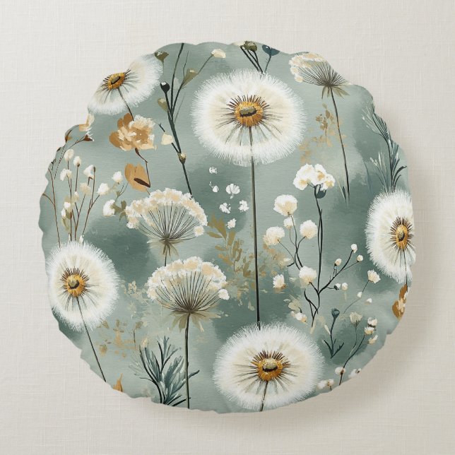 Dandelion Design Series #3 Round Pillow (Front)
