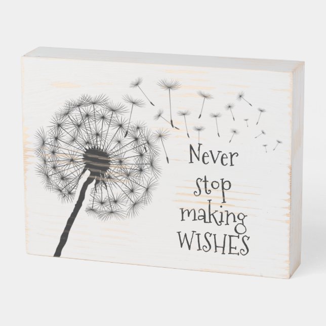 Dandelion Down Inspirational Wood Box Sign (Angled Horizontal)