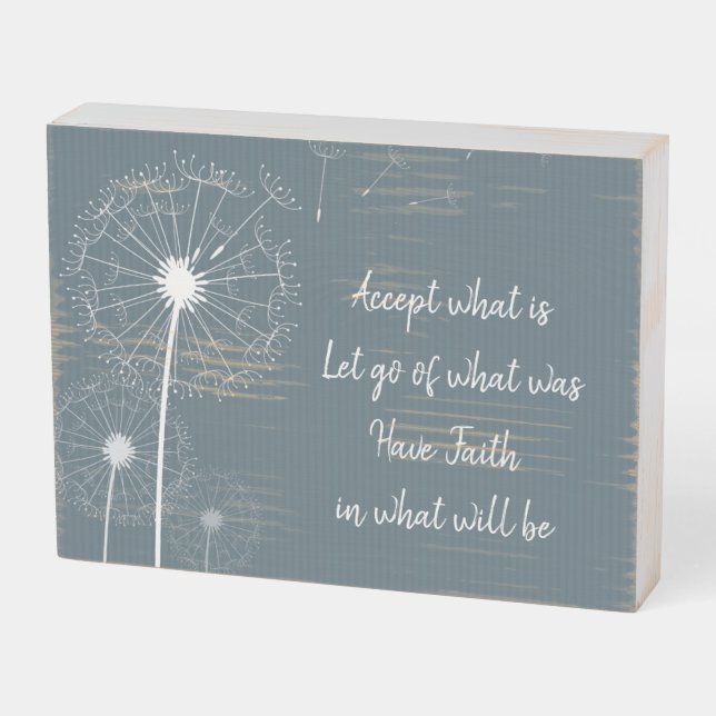 Dandelion Down Inspirational Wood Box Sign (Angled Horizontal)