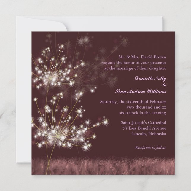 Dandelion Dreams Elegant Country Wedding Invitation (Front)